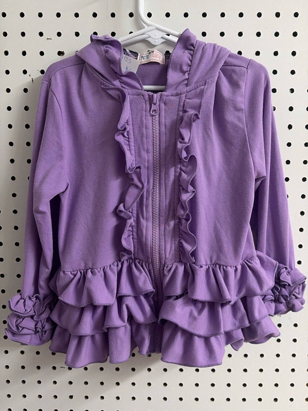 Kids Lavender Ruffle Zip Hoodie